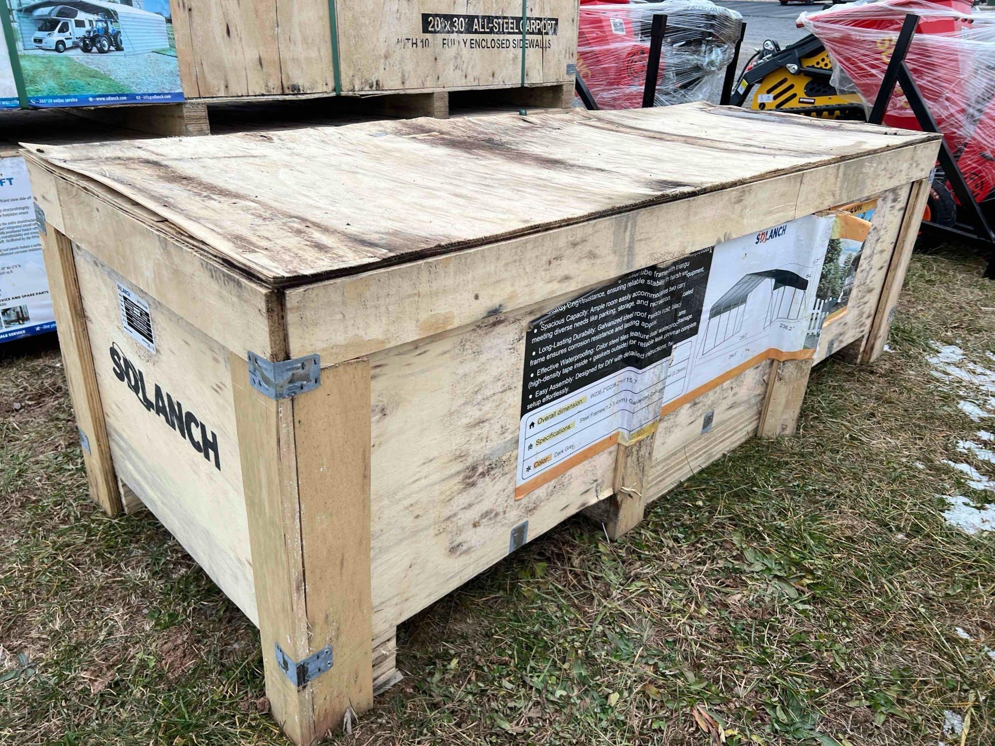 Unused 20x20 Carport With 10' Half Enclosed Side Walls (A55272)