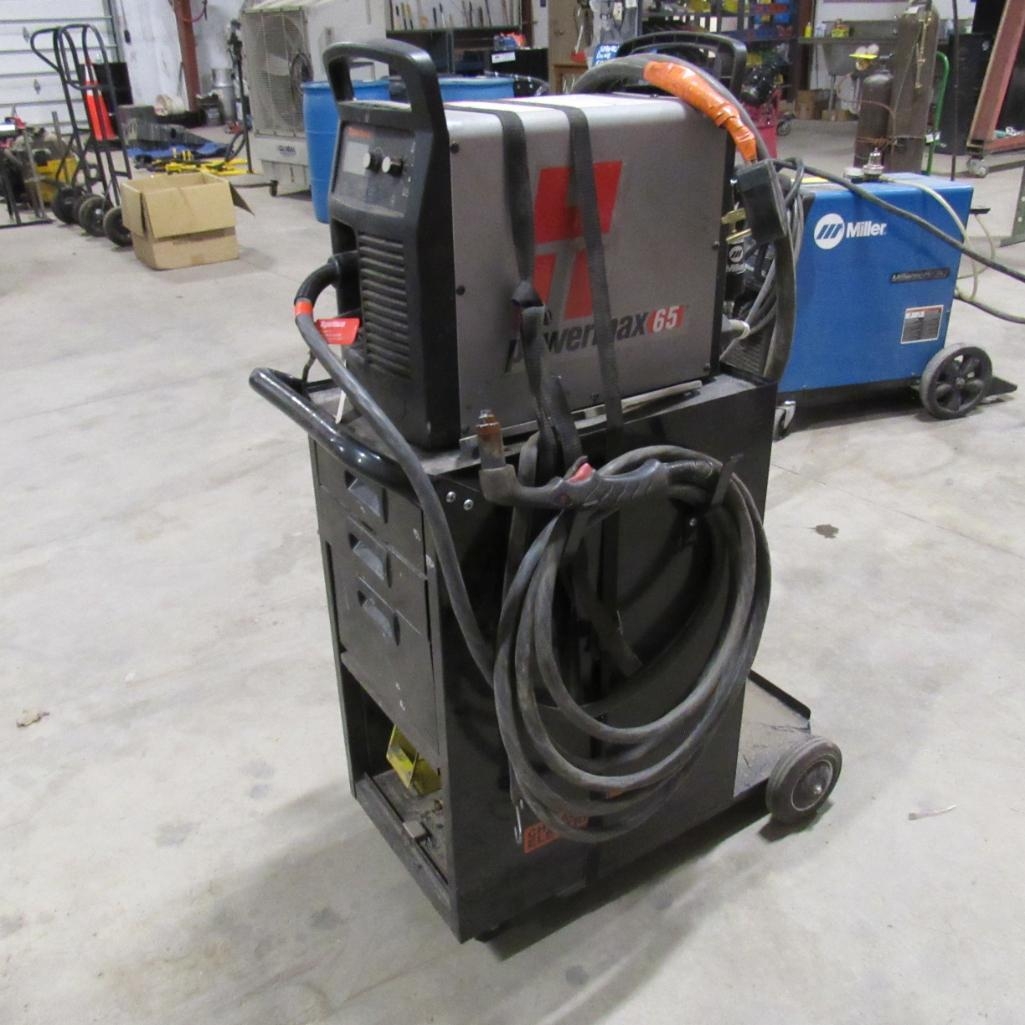 Hypertherm Powermax65 Plasma Cutter w/Cart, PIN 083266, S/N 65-067003 (A59076)