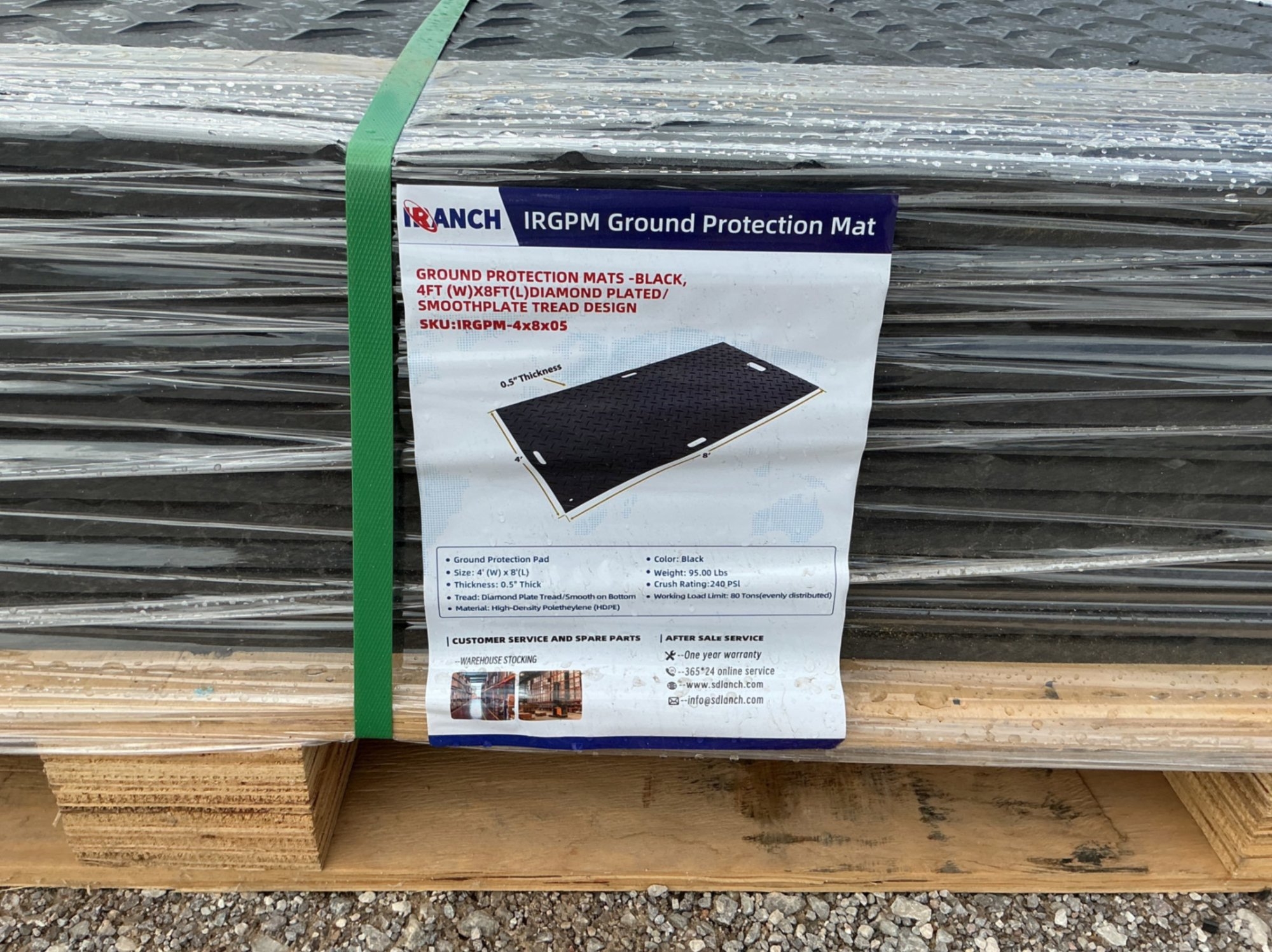 PALLET OF 15-BLACK GROUND PROTECTION MATS. 4FT X 8FT (A53843)