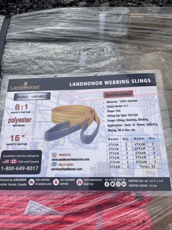 New Webbing Slings, Polyester, 6:1 & 15" (A62679)