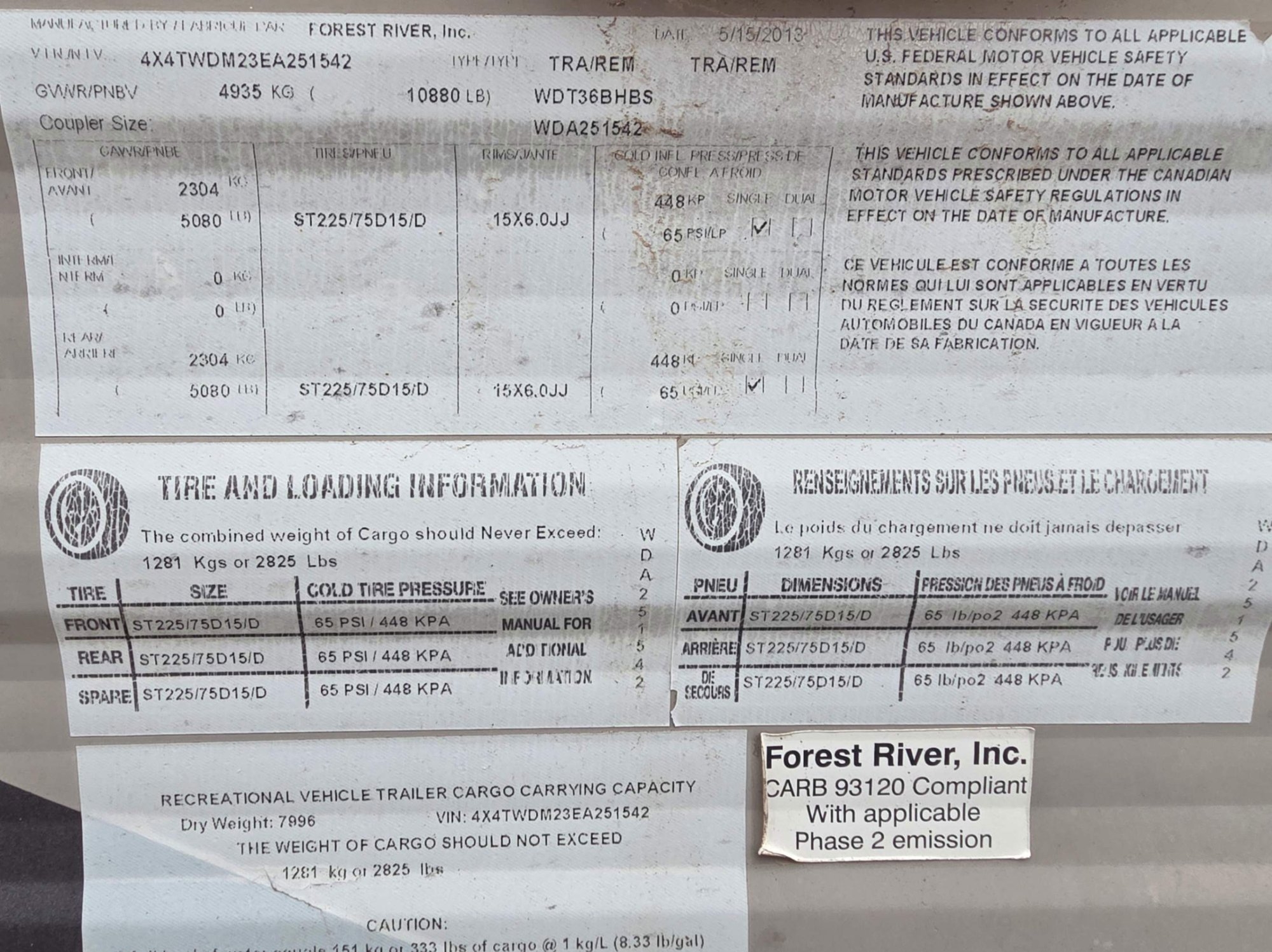 2014 FOREST RIVER WILDWOOD RV TRAILER (A58214)