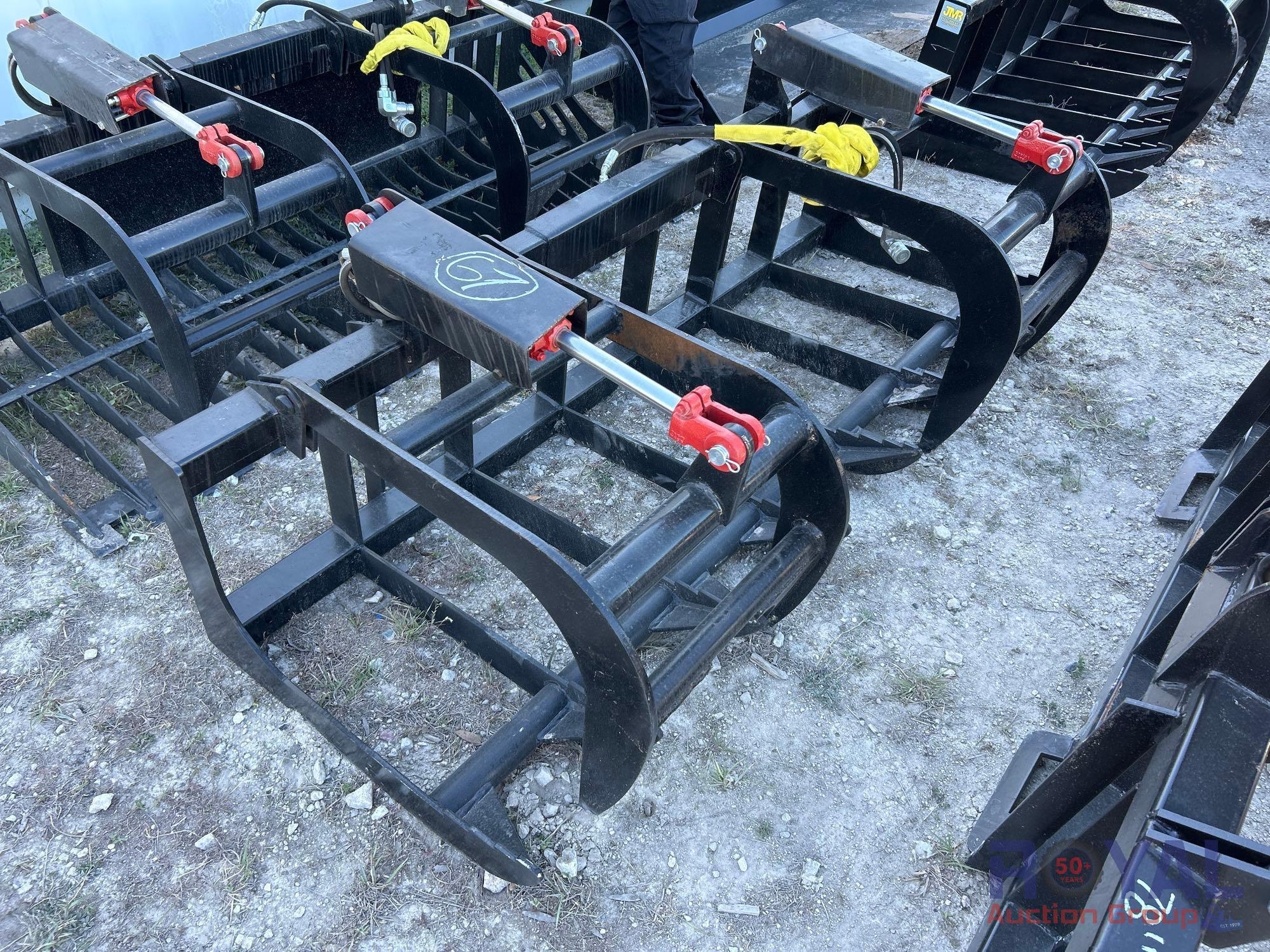 2025 78in Dual Cylinder Hydraulic Grapple Rake Skid Steer Attachment (A50322)