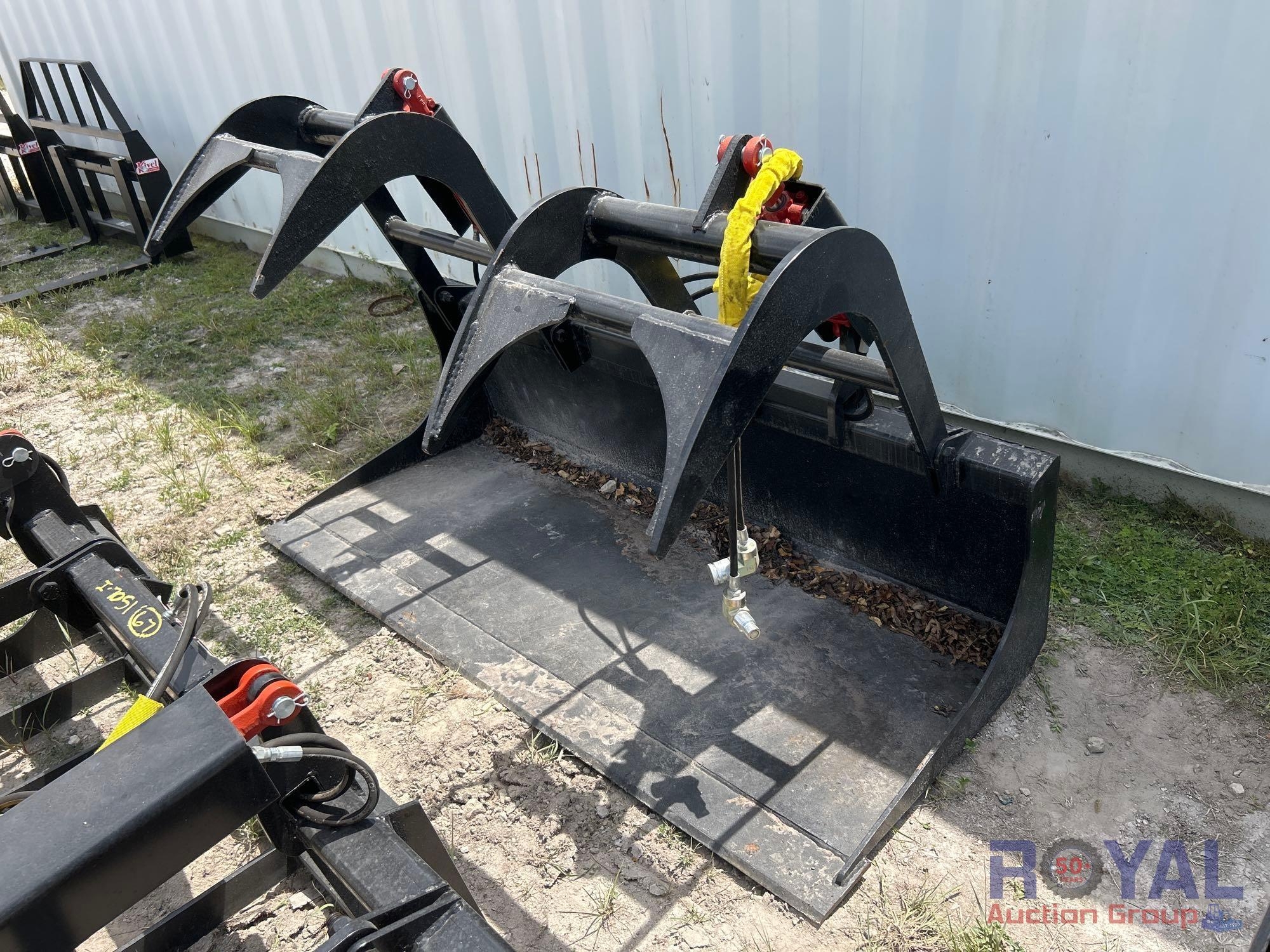 2025 Dual Cylinder 72in Grapple Bucket Skid Steer Attachment (A46683)