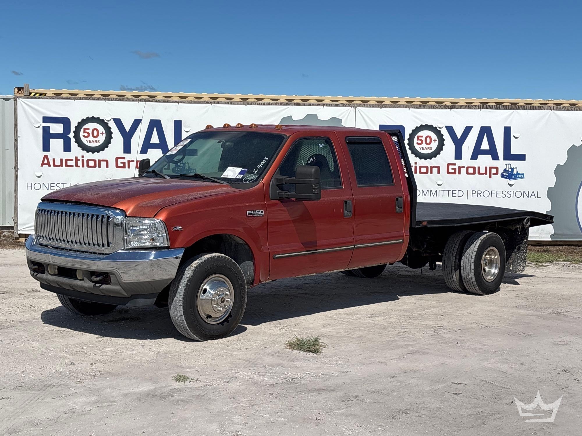 2001 Ford F-350 4x4 10ft Flatbed Truck (A55852)