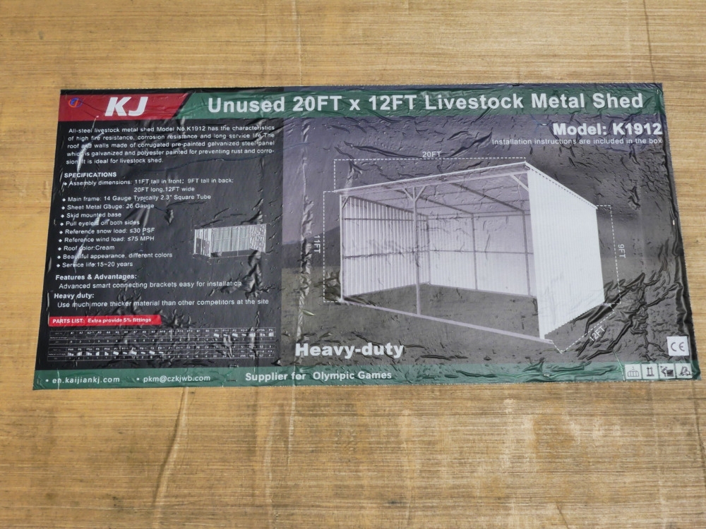 KJ 20'x12' Livestock Metal Shed (A50121)