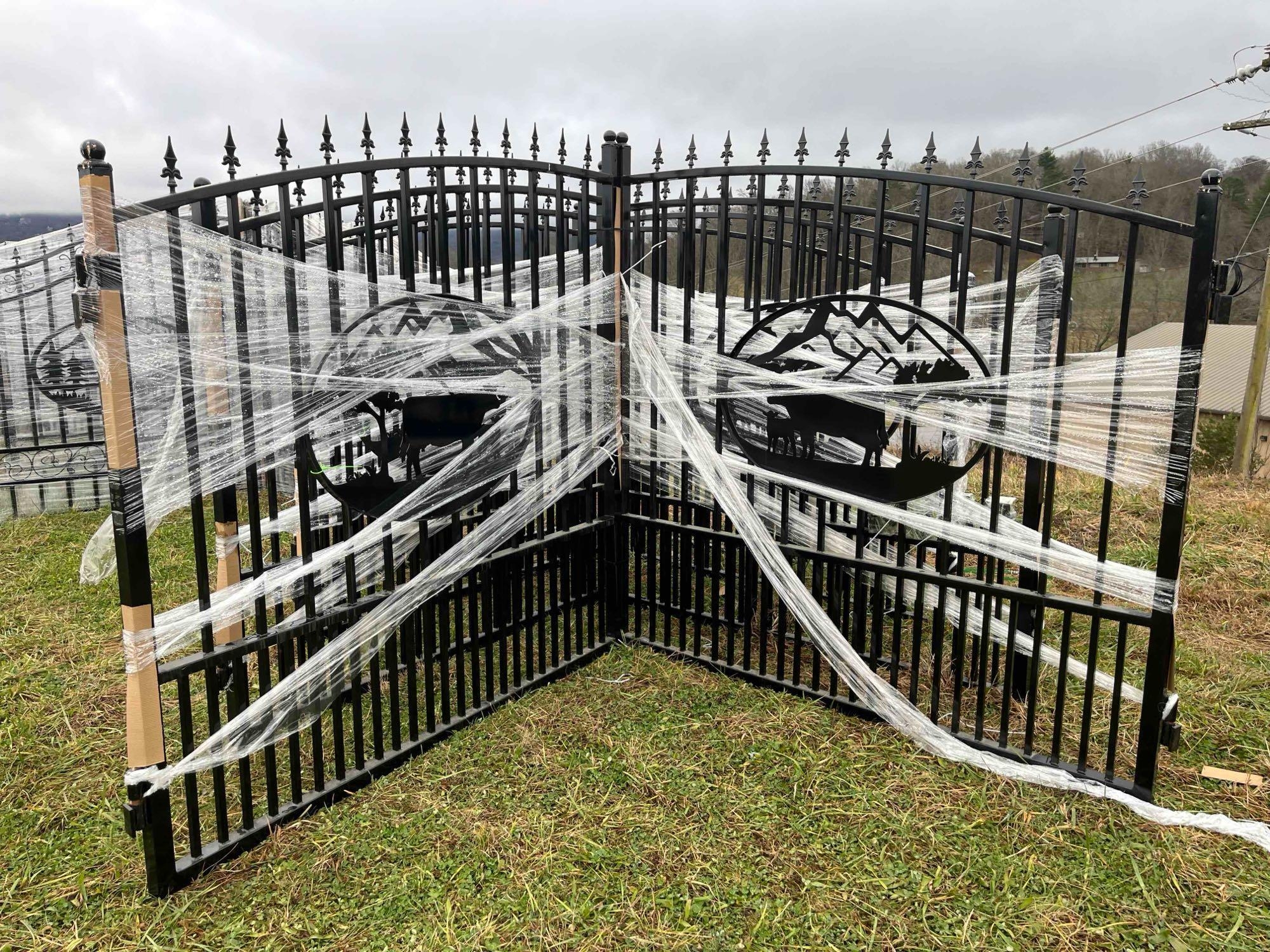 New/Unused 14ft Bi-Parting Iron Gate (Cow Design) (A57454)