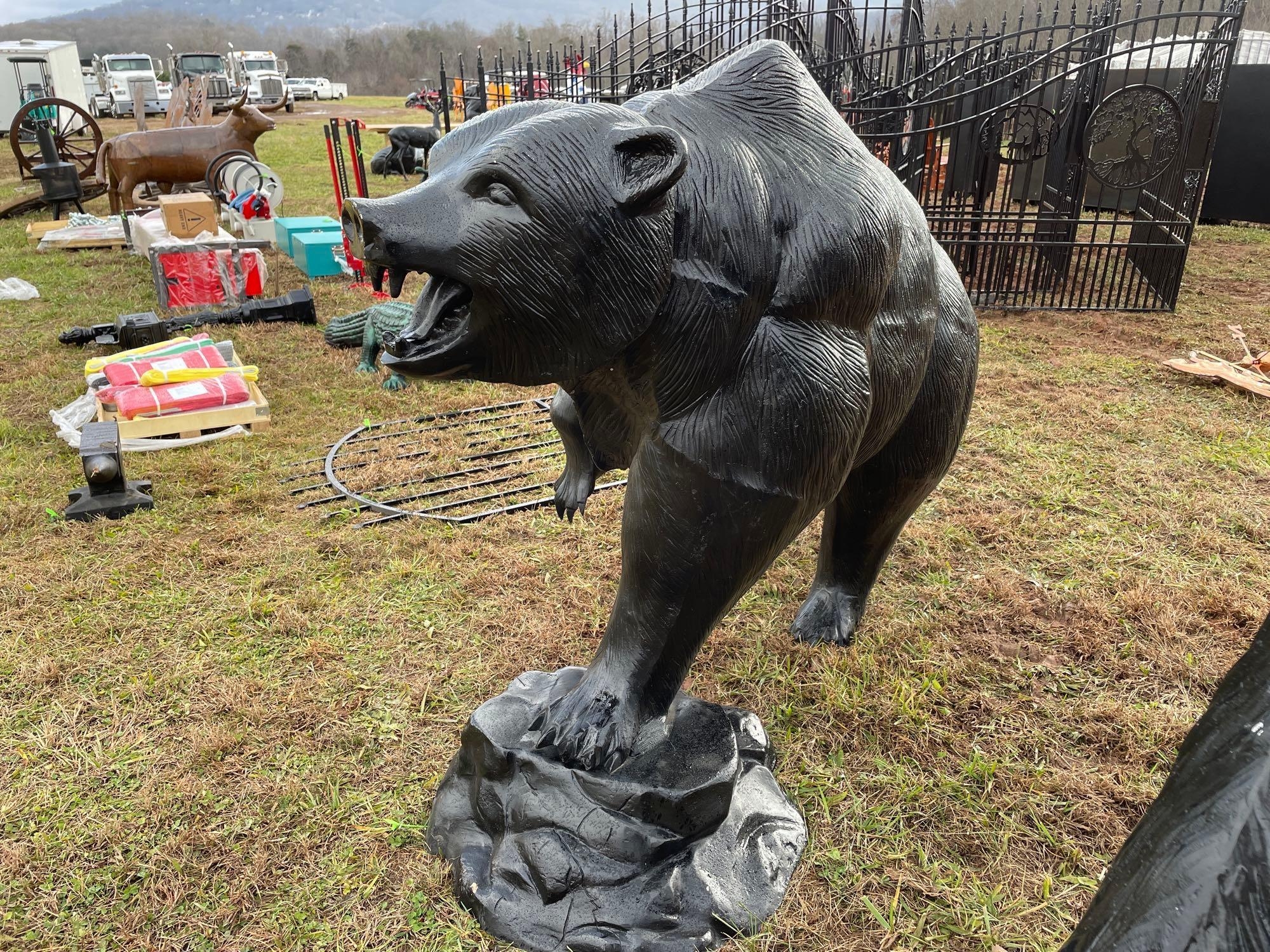 Metal Grizzly Bear Statue (A57454)