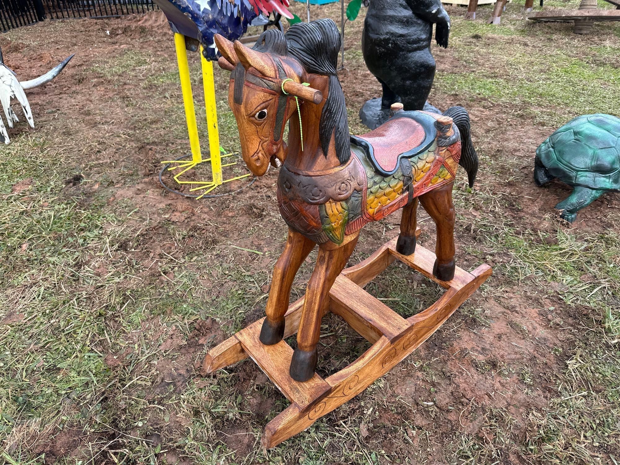 Teakwood Rocking Horse (A57454)