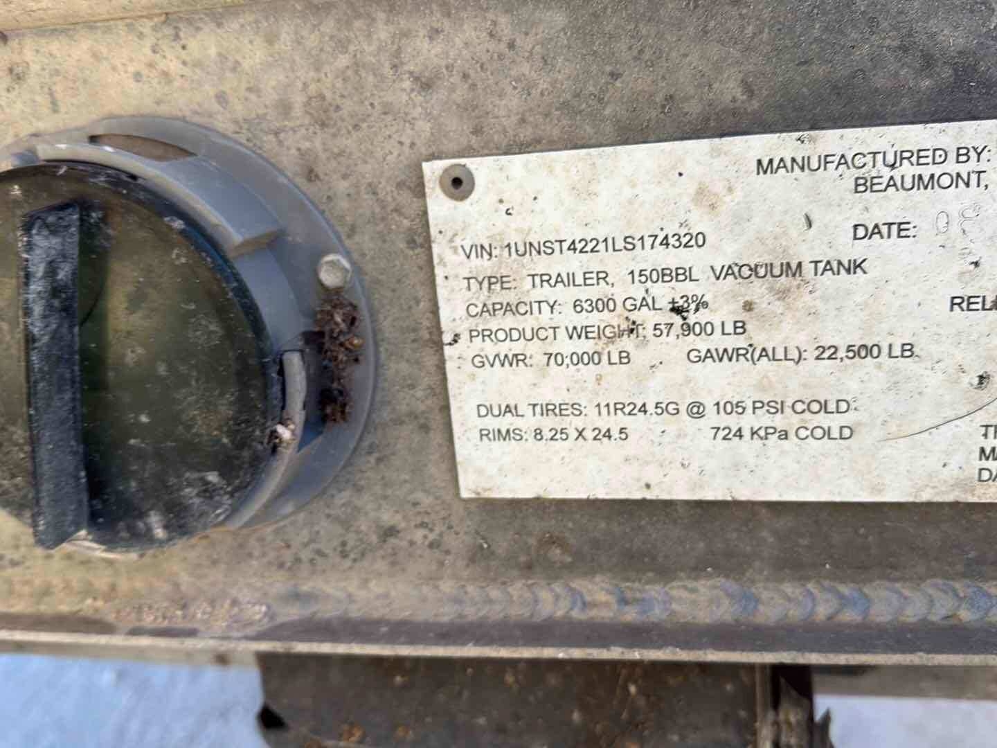 2020 DRAGON ESP 150BBL ALUMINUM (A58214)