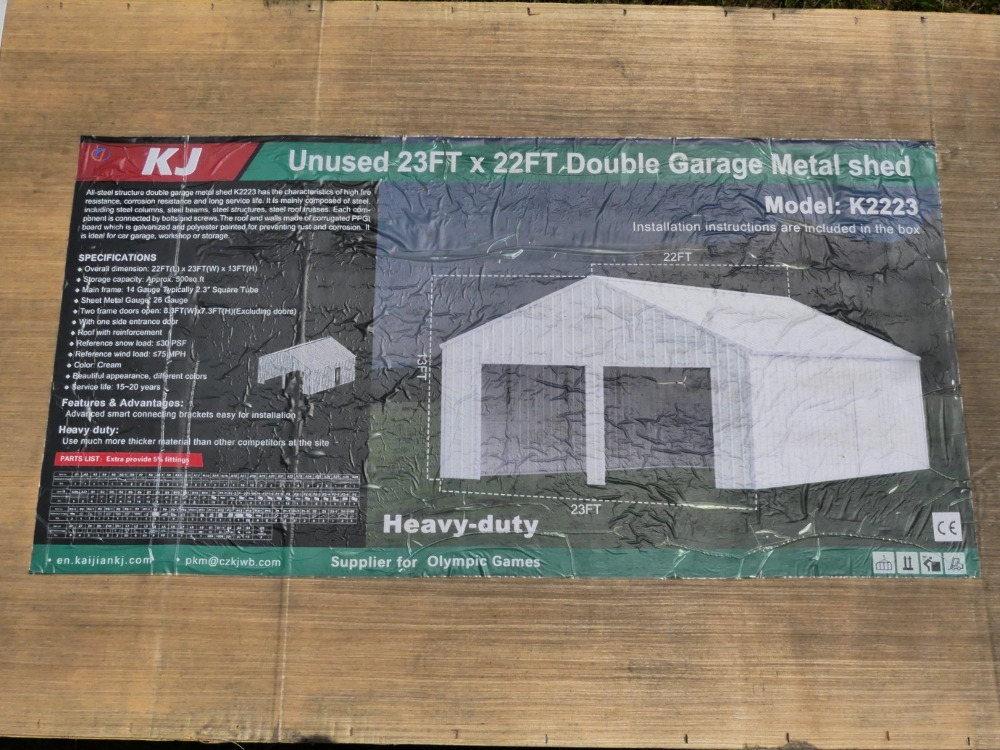 KJ 23'x22' Double Garage Metal Shed (A50121)