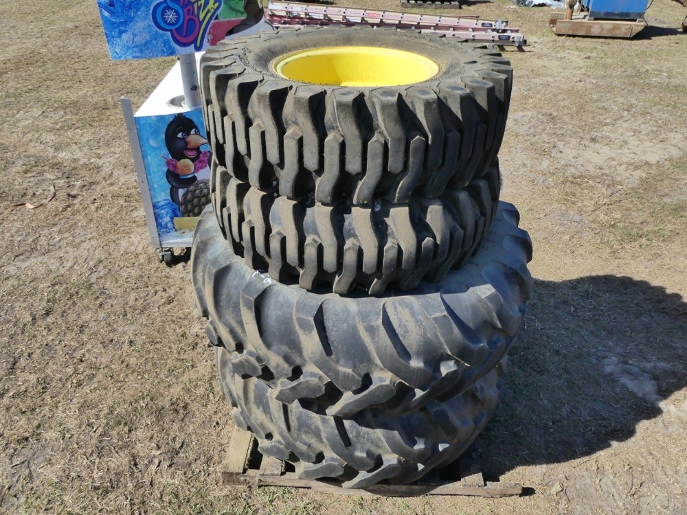 (2) Goodyear 12.5/80-18 NHS & (2) 19.5L-24 Tires w/ Rims (A56469)