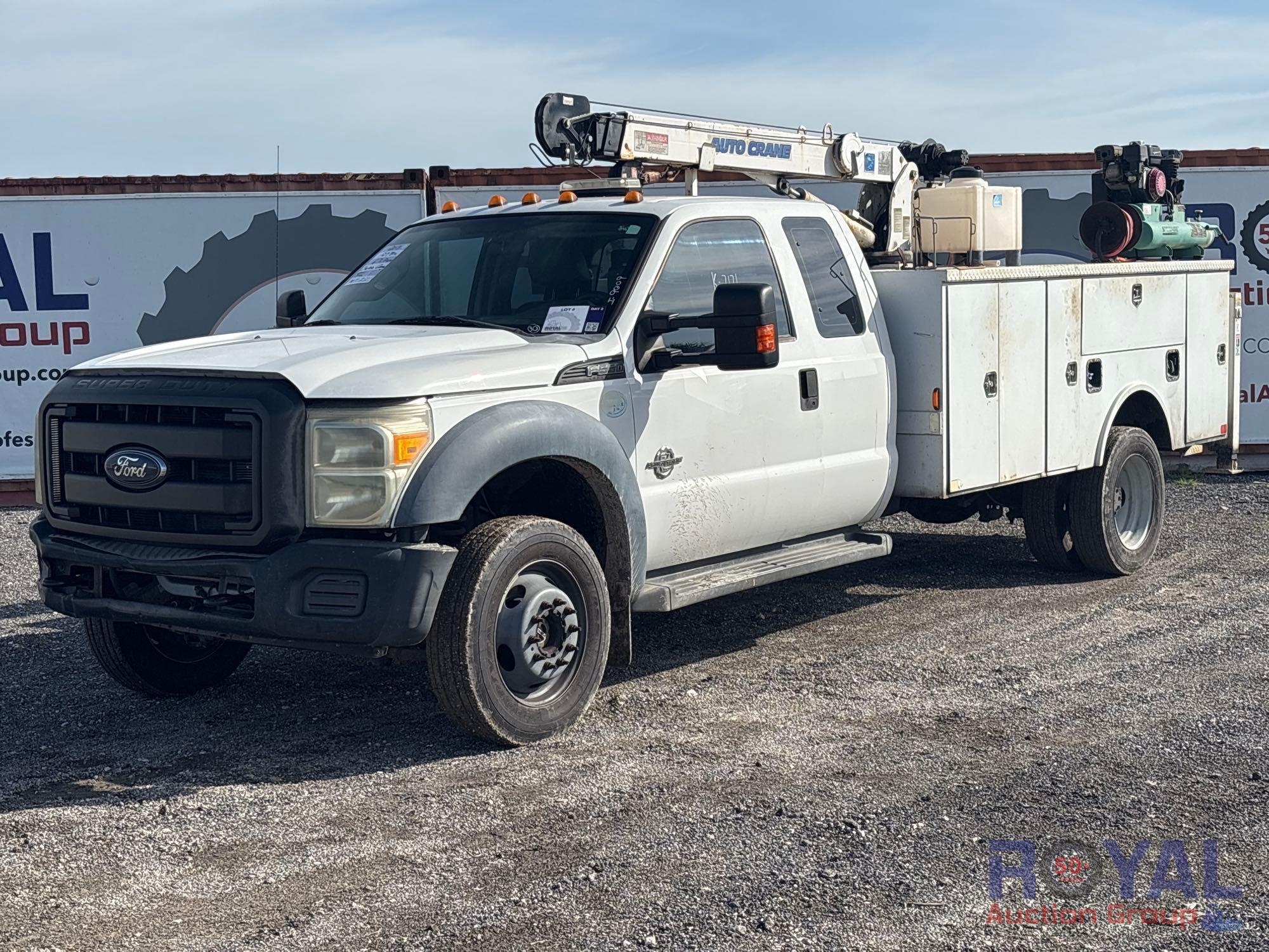 2013 Ford F-550 4x4 Ext. Cab Auto Crane 6406H 6,000LB Crane Service Truck (A50323)