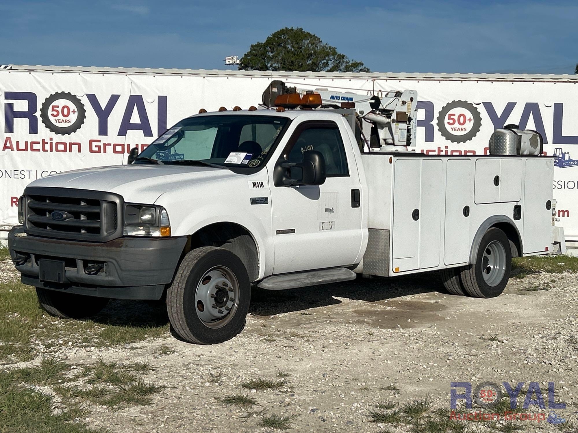 2004 Ford F-550 4x4 Auto Crane 4004EH Crane Service Truck (A51692)