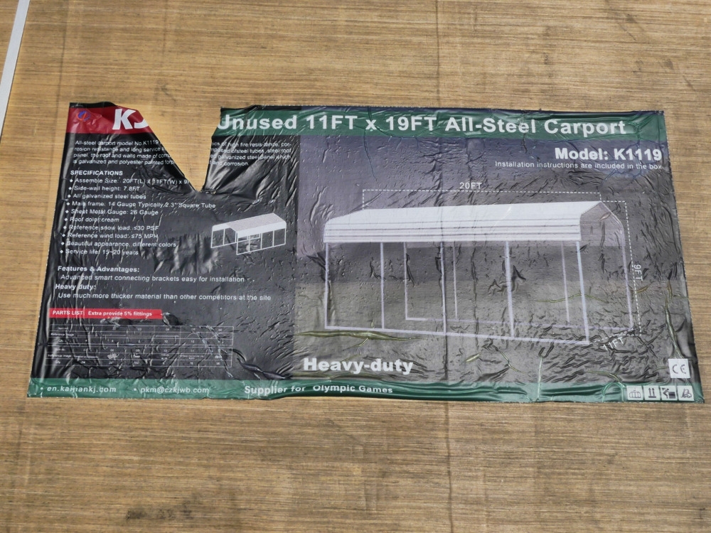 KJ 11'x19' Single Steel Carport (A50121)