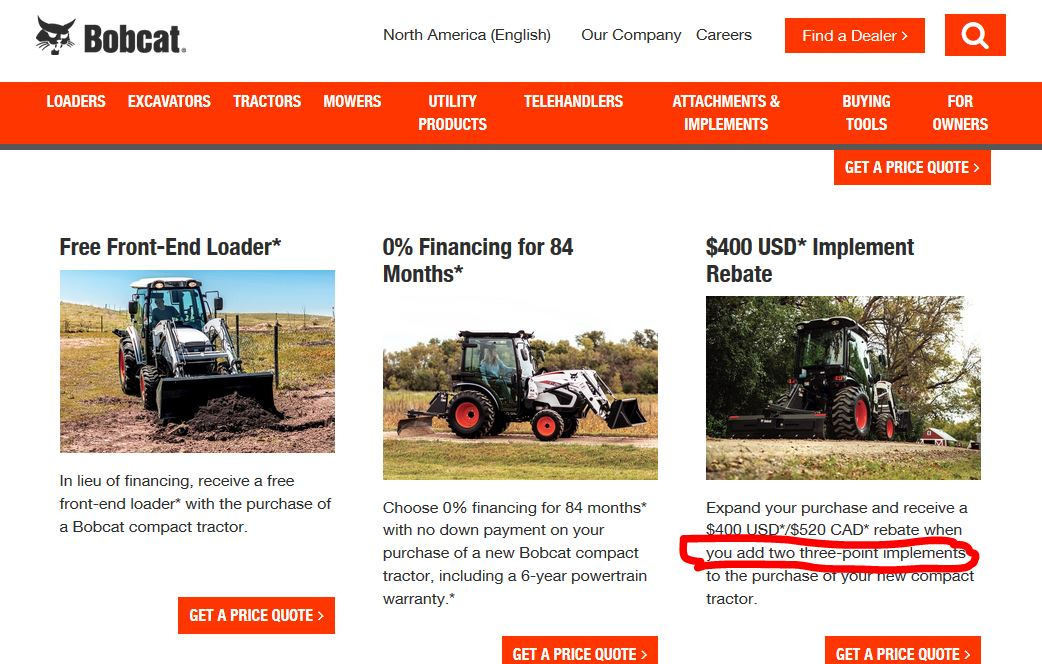 Bobcat implement promotion not as advertised - TractorByNet