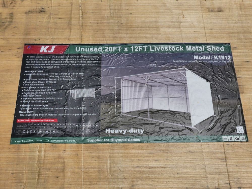 KJ 20'x12' Livestock Metal Shed (A50121)