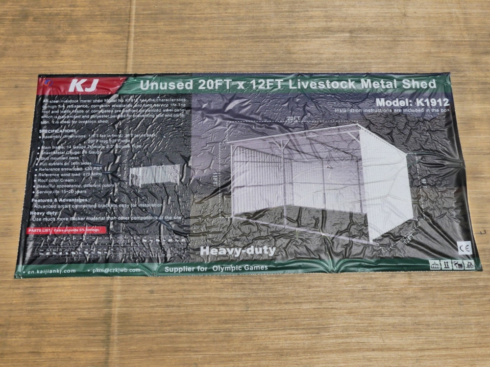 KJ 20'x12' Livestock Metal Shed (A50121)