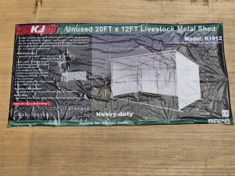 KJ 20'x12' Livestock Metal Shed (A50121)