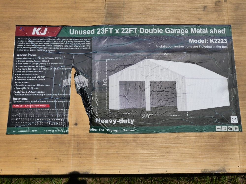KJ 23'x22' Double Garage Metal Shed (A50121)