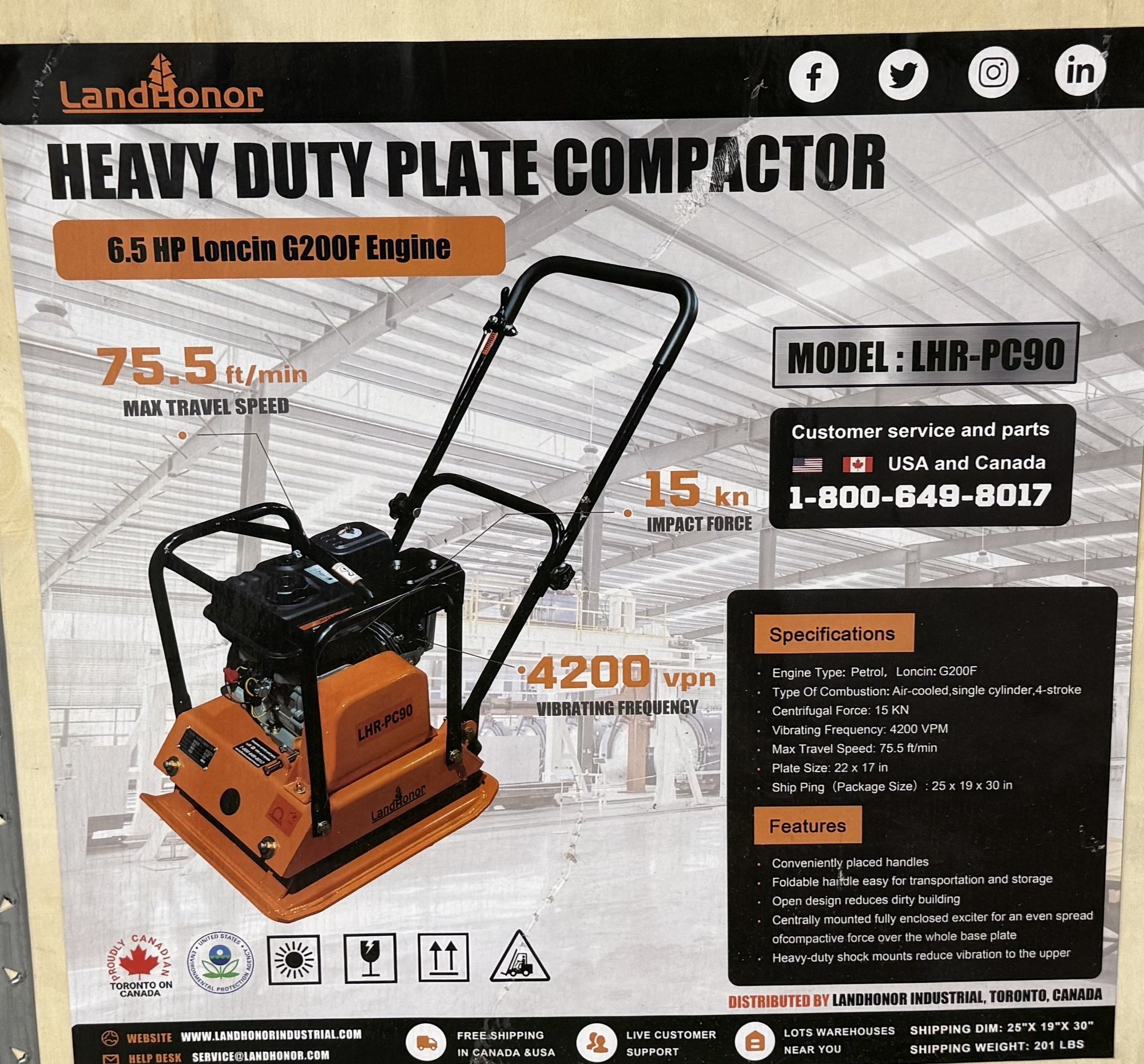 New Land Honor Heavy Duty Plate Compactor (A53002)