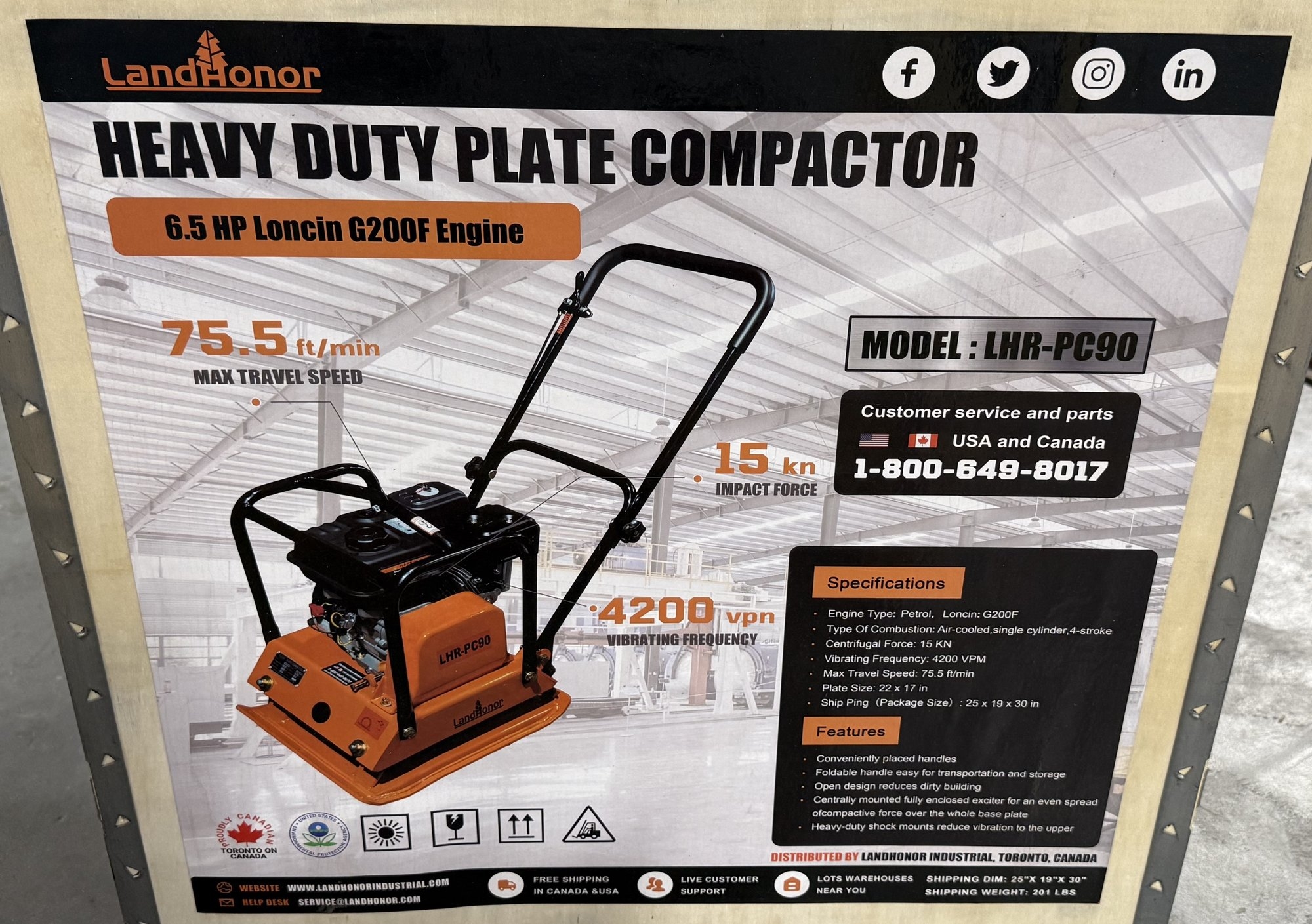 New Land Honor Heavy Duty Plate Compactor (A53002)