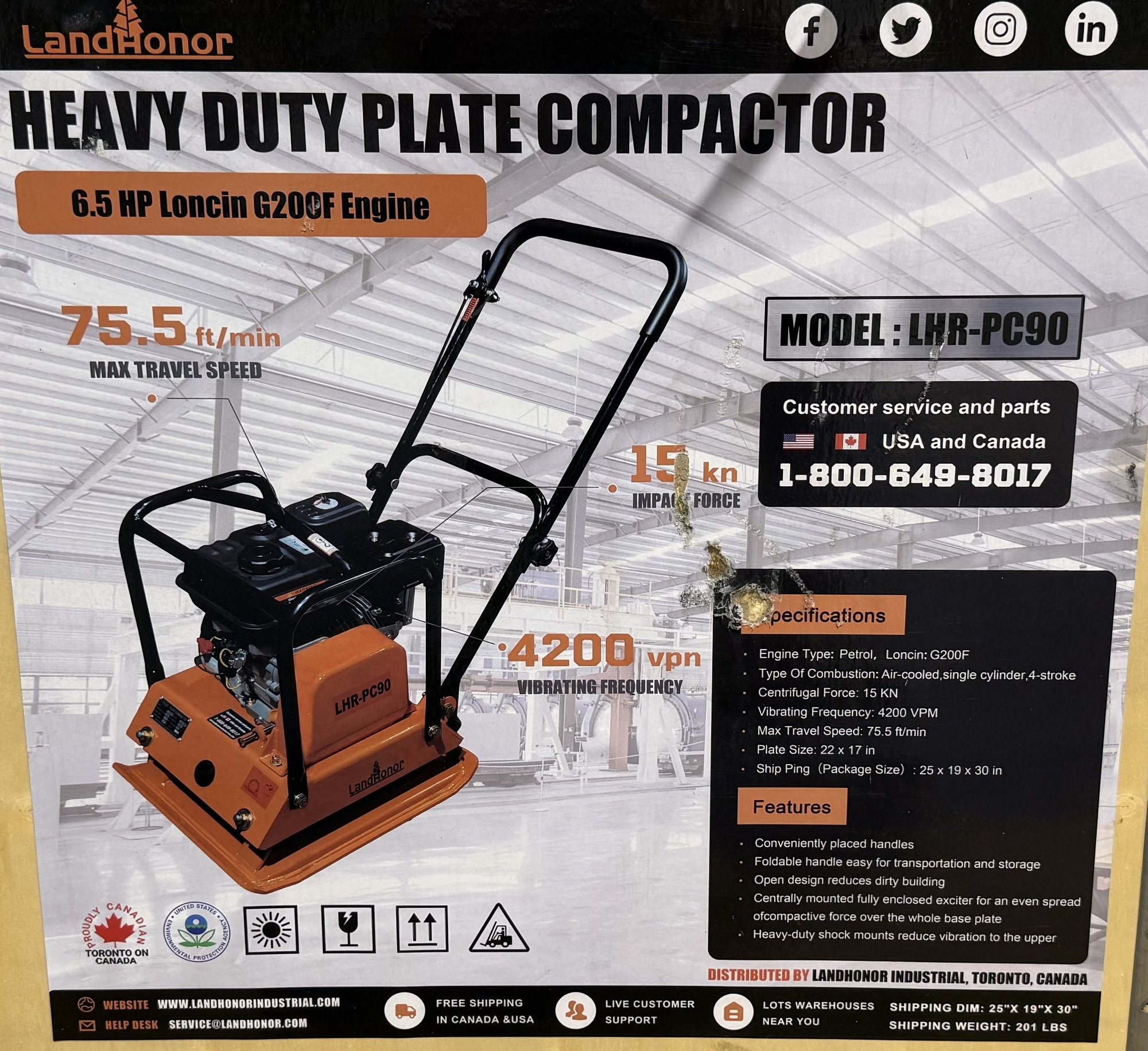 New Land Honor Heavy Duty Plate Compactor (A53002)