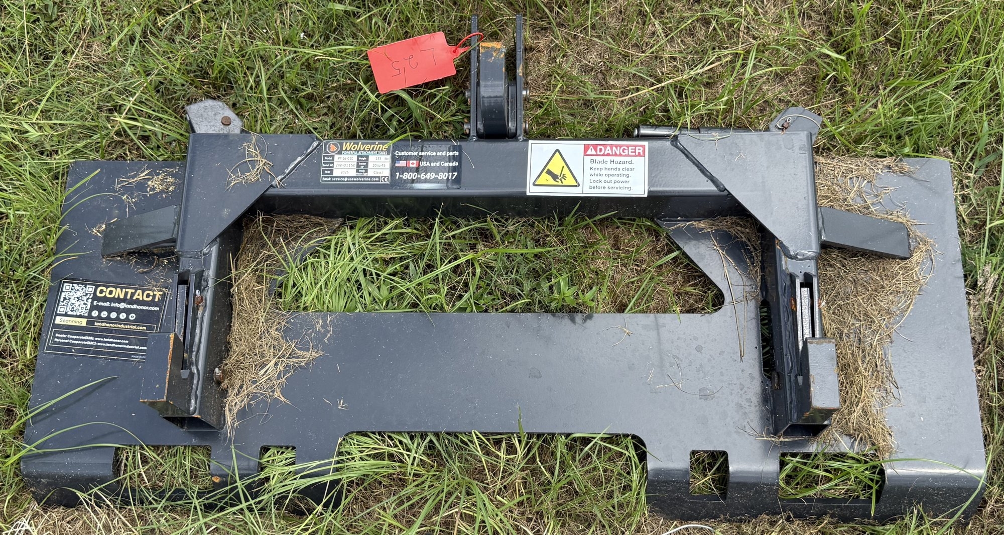 New Wolverine Skid Steer 3pt Hitch Quick Connect (A53002)