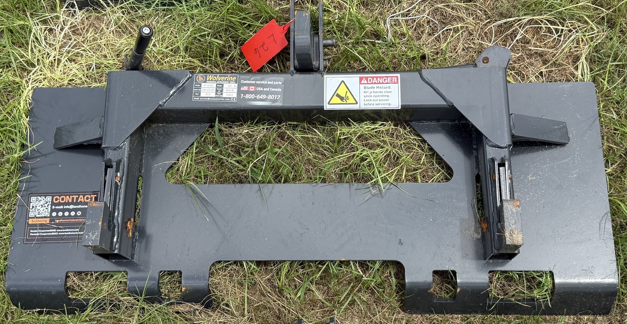 New Wolverine Skid Steer 3pt Hitch Quick Connect (A53002)
