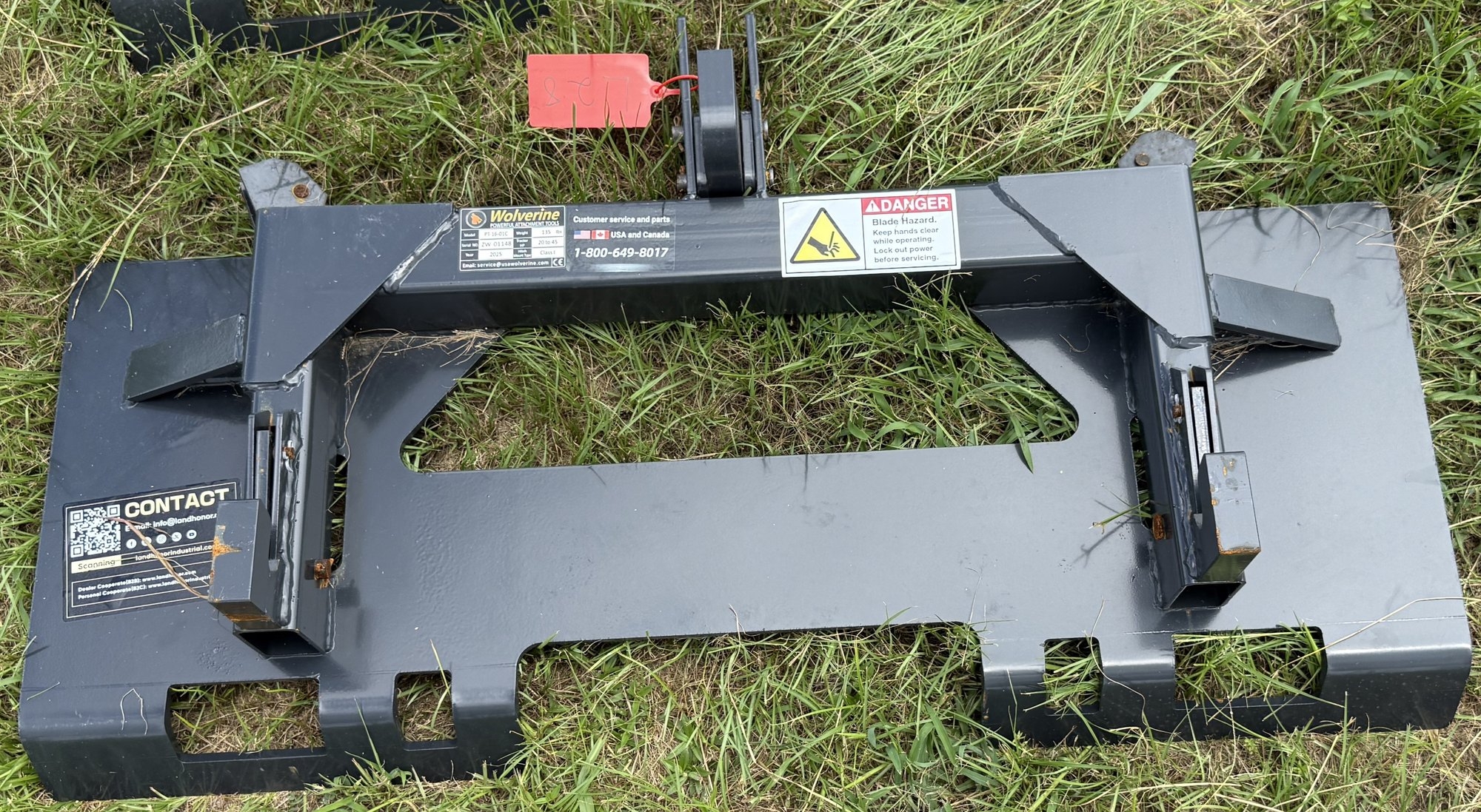 New Wolverine Skid Steer 3pt Hitch Quick Connect (A53002)