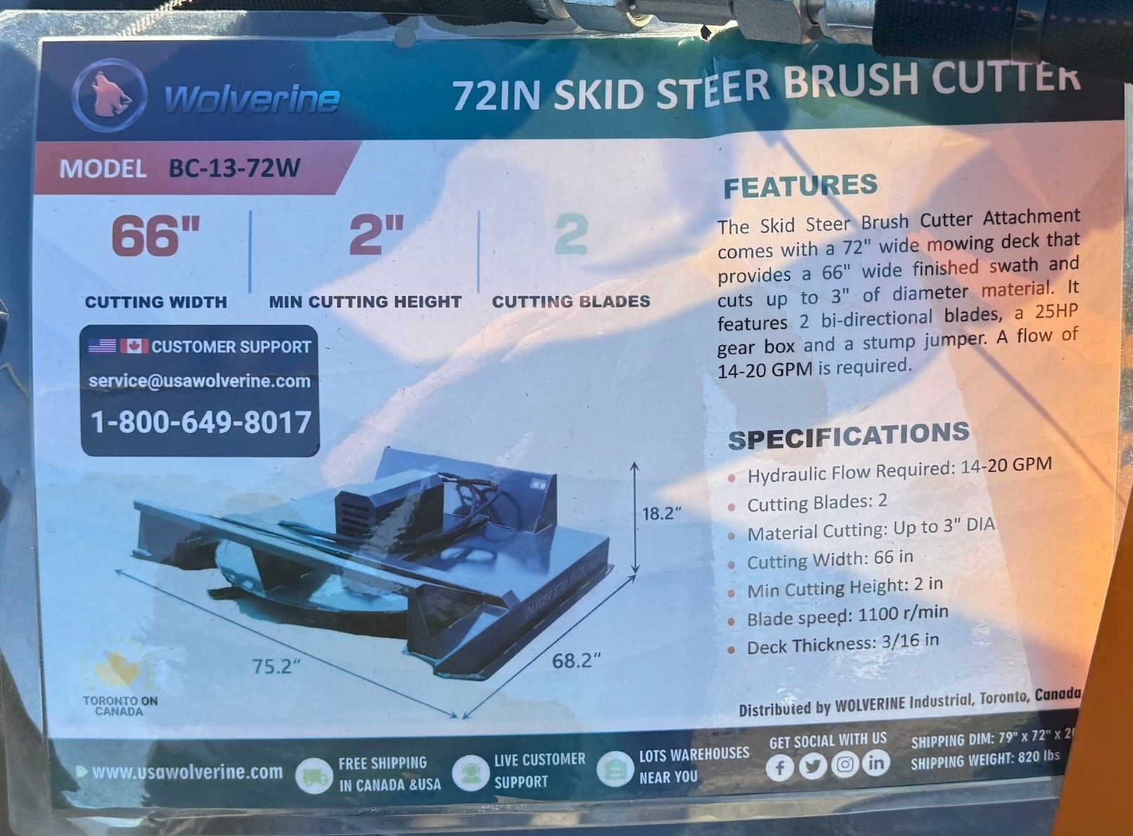 New Wolverine 72in Skid Steer Brush Cutter (A59000)