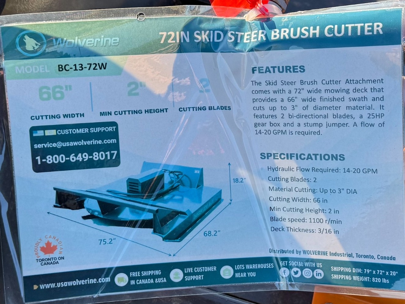 New Wolverine 72in Skid Steer Brush Cutter (A59000)