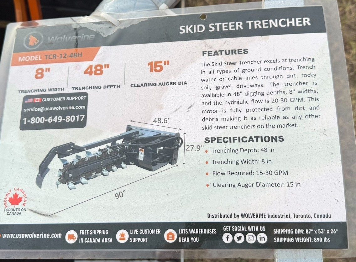 NEW Wolverine Skid Steer Trencher (A59000)