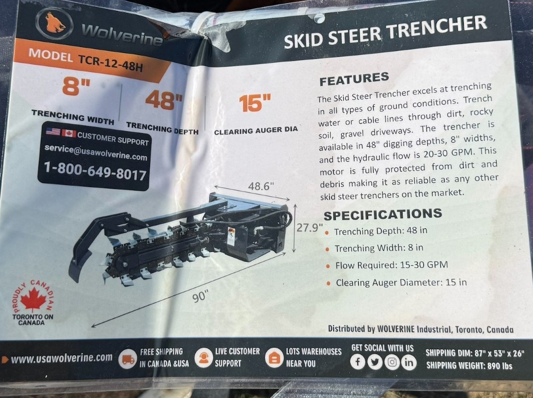 NEW Wolverine Skid Steer Trencher (A59000)