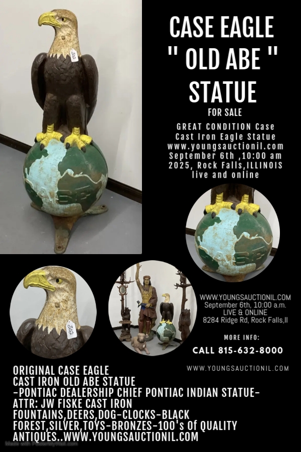 Original Case Dealership Cast Iron " OLD ABE" Eagle Statue
