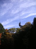 Amy taking a crane ride.JPG
