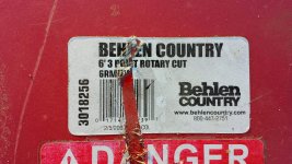 Behlan Country mower deck model number on paper sticker.jpg
