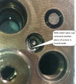 Photo 3 - Filter screen found under relief valve cap.jpg Photo 3 - Filter screen found under relief valve cap.jpg