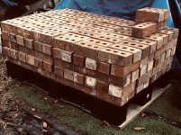 245 bricks from first load stacked nicely on one my plastic pallets.jpg