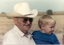 Sam and Great Grandad Jack with dehorn blood hat 86.jpg