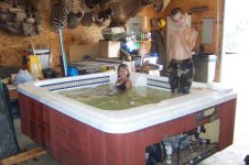 Hot tub in my shop with the kids in it, testing for leaks..jpg