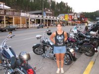 46 Steph in front of some bikes in Keystone, SD.jpg